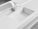 Plan vasque lavabo sur mesure : L 50 à 201 x P 30 à 51 cm, finition lisse mate, 10 couleurs au choix, Anti bactérien, résine Akrytan® teinté dans la masse, Livraison Offerte.